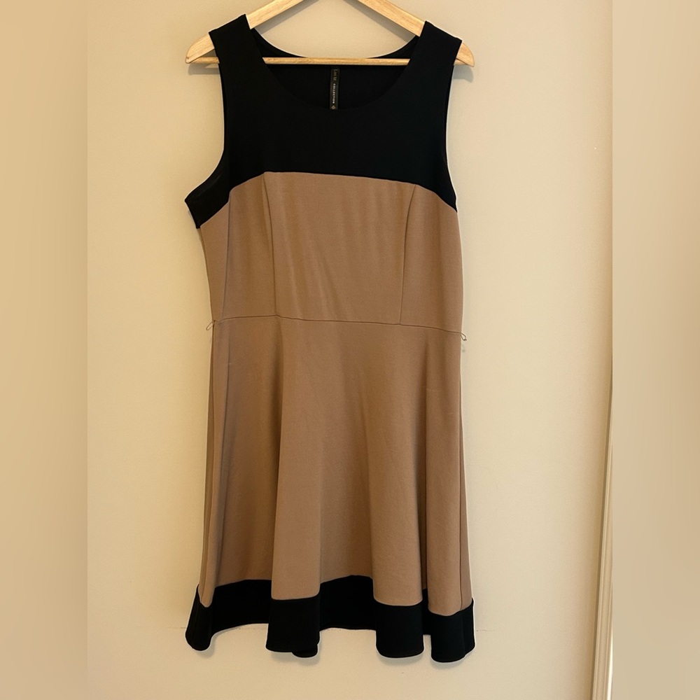 Lori M Black and Tan Colour Block Dress Women’s Size Large